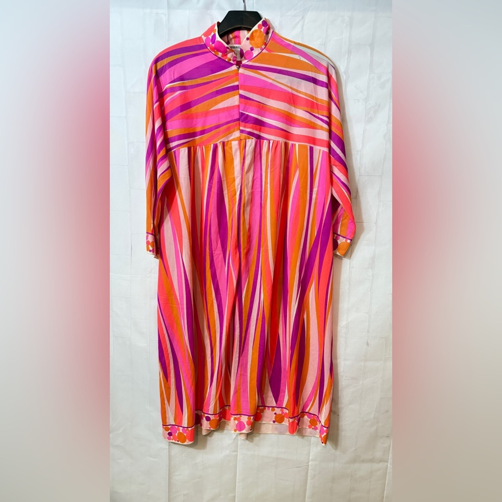Emilio Pucci Pink and Orange Long Sleeve Dress - Picture 2 of 14